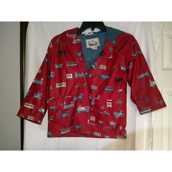Hatley Red Train‎ Print Long Sleeve Cotton Shirt Kids Railway Pattern Casual Top - Picture 1 of 3